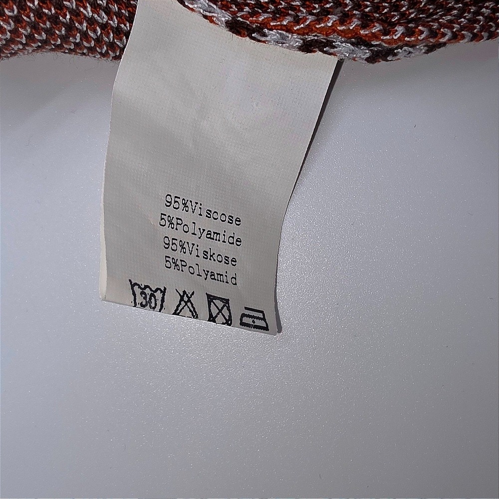 Vintage PJ Paul Jones‎ Men's Knit Polo Shirt Brown Orange White Stripe Size L - Picture 6 of 8